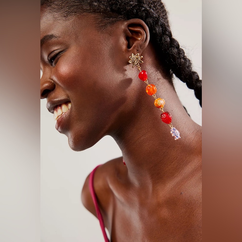 NWT Free People Euro Summer Dangles In Red Rouge
